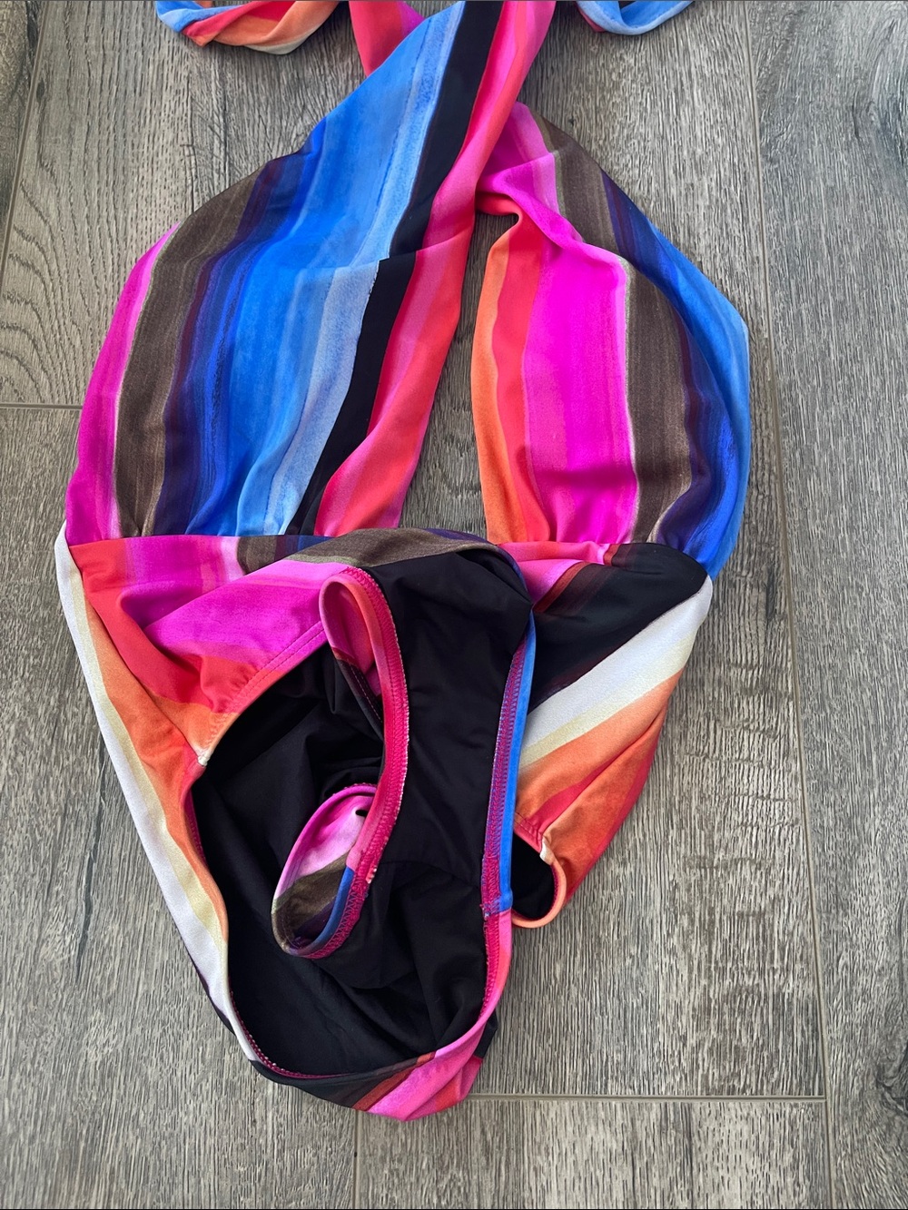 La Blanca Multicolor Halter Stripe One-Piece Swimsuit - Picture 8 of 11